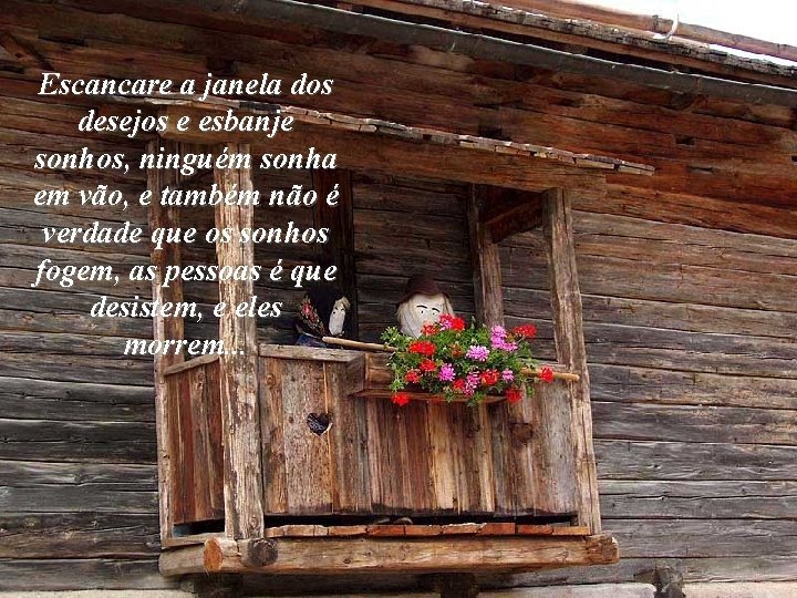 Escancare a janela dos desejos e esbanje sonhos, ninguém sonha em vão, e também