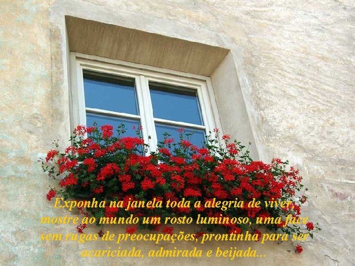 Exponha na janela toda a alegria de viver, mostre ao mundo um rosto luminoso,