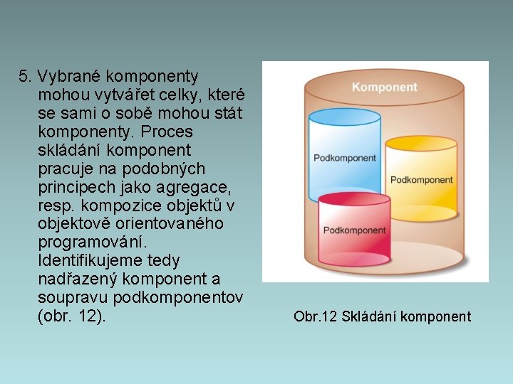 5. Vybrané komponenty mohou vytvářet celky, které se sami o sobě mohou stát komponenty.