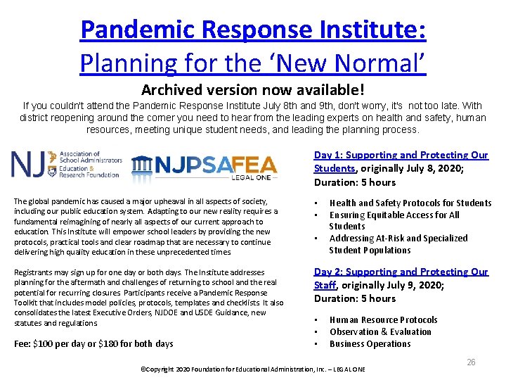 Pandemic Response Institute: Planning for the ‘New Normal’ Archived version now available! If you