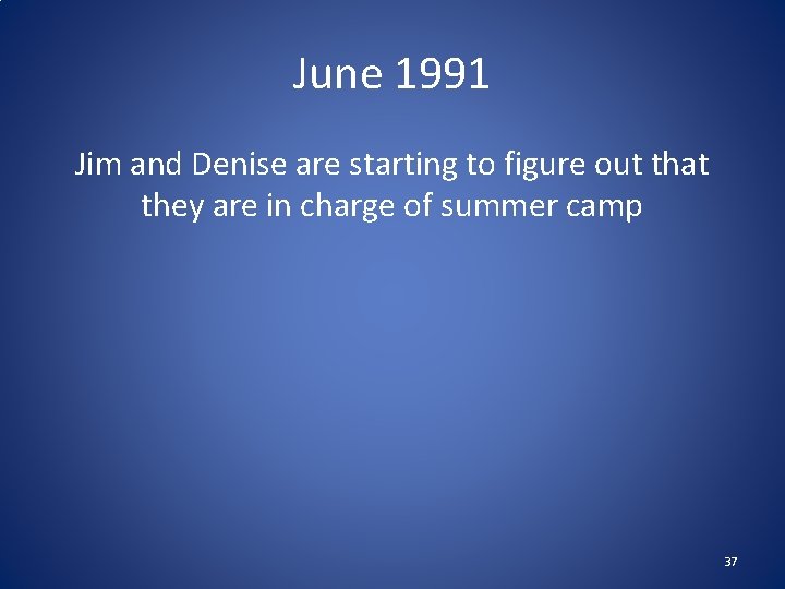 June 1991 Jim and Denise are starting to figure out that they are in