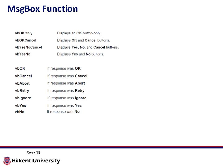 Msg. Box Function Slide 39 