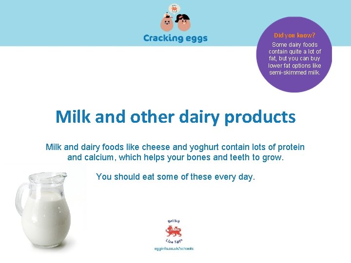 Did you know? Some dairy foods contain quite a lot of fat, but you