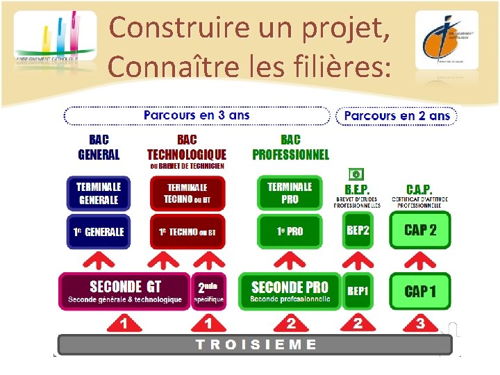 Construire un projet, Connaître les filières: 