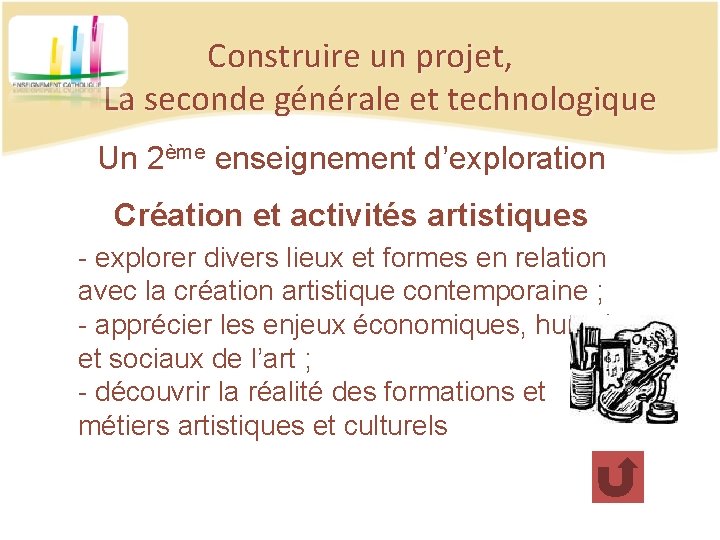 Construire un projet, La seconde générale et technologique Un 2ème enseignement d’exploration Création et