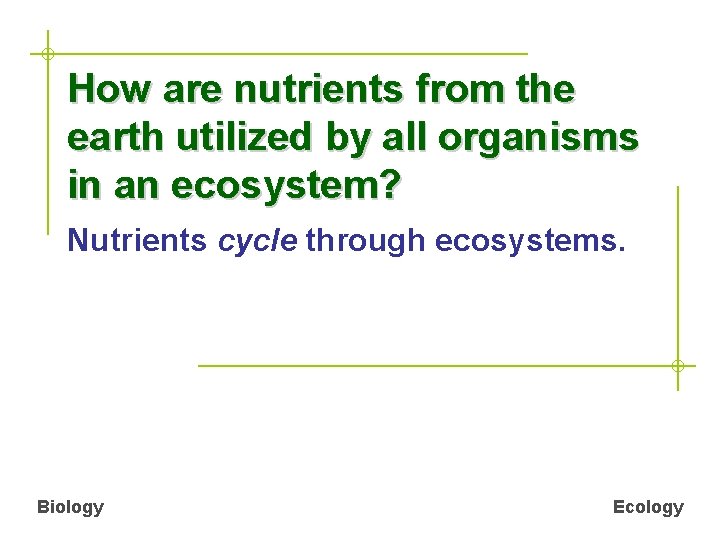 How are nutrients from the earth utilized by all organisms in an ecosystem? Nutrients