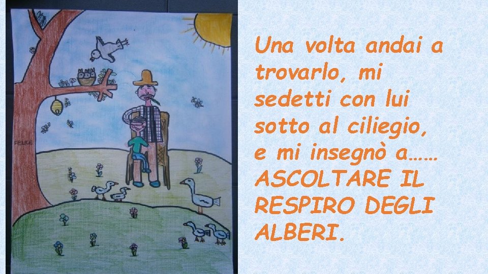 Una volta andai a trovarlo, mi sedetti con lui sotto al ciliegio, e mi