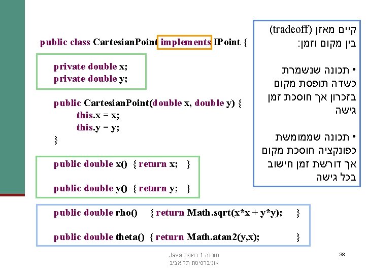 public class Cartesian. Point implements IPoint { private double x; private double y; public