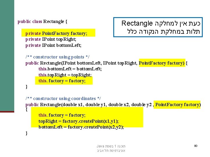 public class Rectangle { private Point. Factory factory; private IPoint top. Right; private IPoint