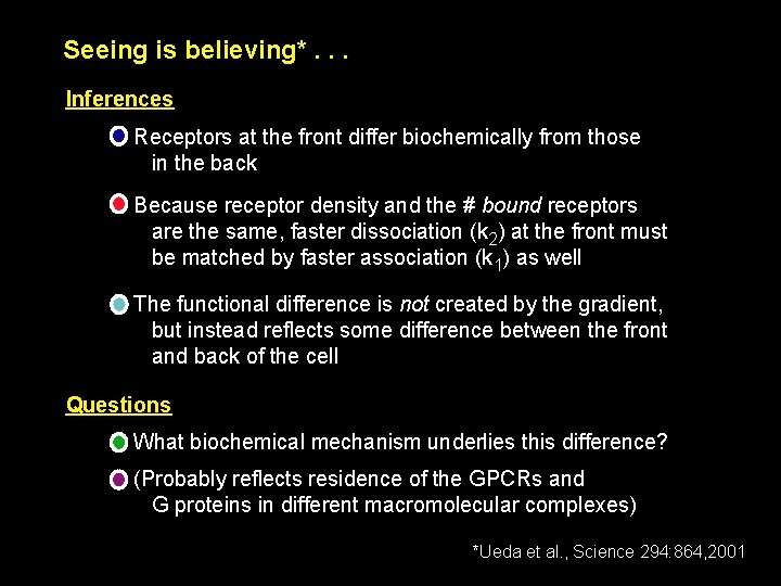 Seeing is believing*. . . Inferences Receptors at the front differ biochemically from those