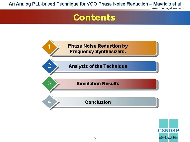An Analog PLL-based Technique for VCO Phase Noise Reduction – Mavridis et al. www.