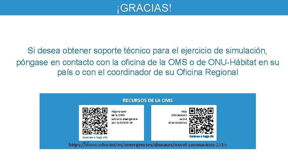 ¡GRACIAS! Si desea obtener soporte técnico para el ejercicio de simulación, póngase en contacto