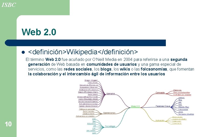 ISBC Web 2. 0 l <definición>Wikipedia</definición> El término Web 2. 0 fue acuñado por