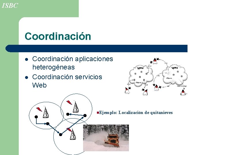 ISBC Coordinación l l Coordinación aplicaciones heterogéneas Coordinación servicios Web n. Ejemplo: Localización de
