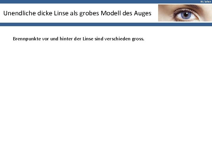 05 / Sehen Unendliche dicke Linse als grobes Modell des Auges Brennpunkte vor und