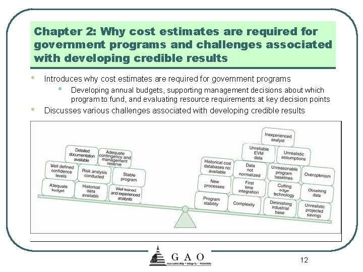 Chapter 2: Why cost estimates are required for government programs and challenges associated with