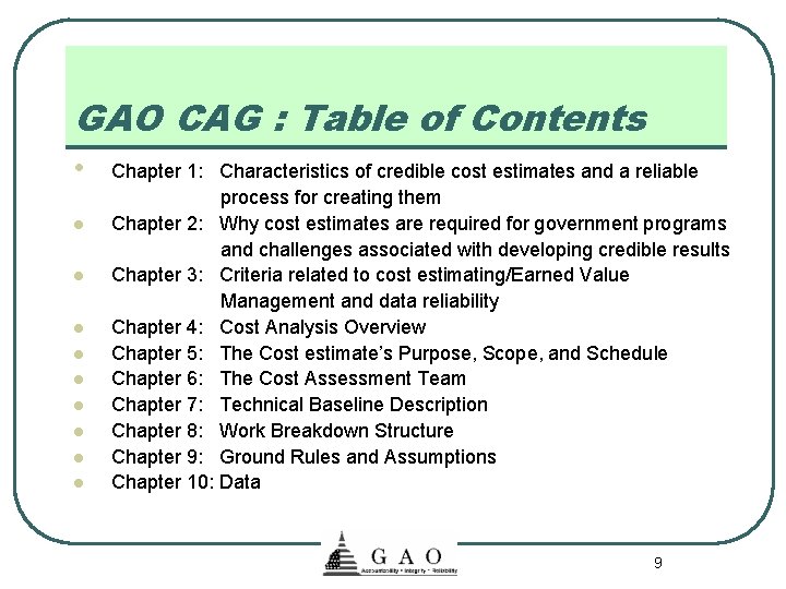 GAO Cost Estimating and Assessment Guide Best Practices