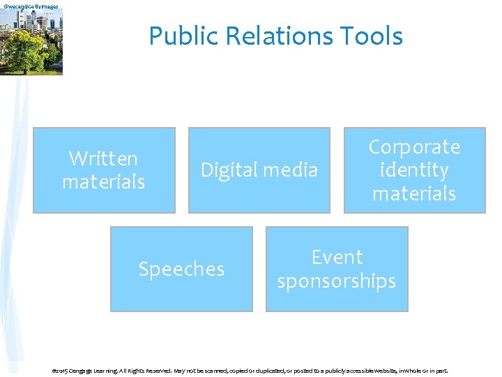 ©wecand/Getty. Images Public Relations Tools Written materials Digital media Speeches Corporate identity materials Event