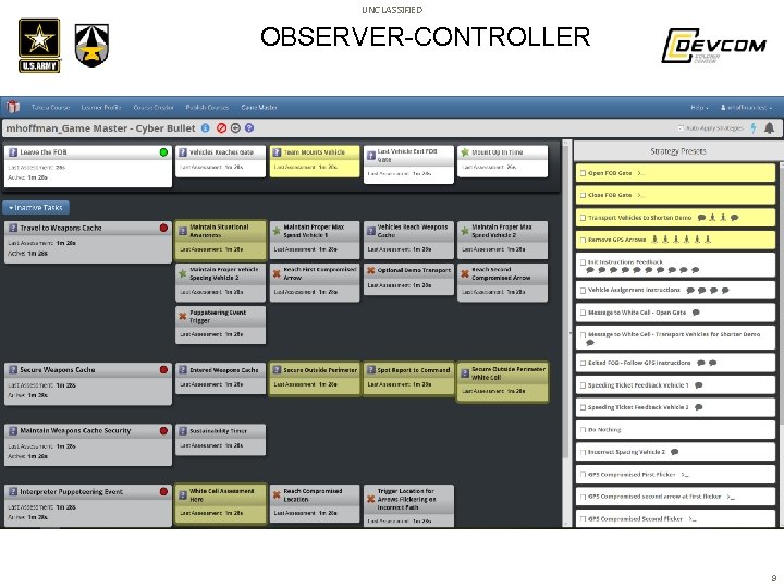 UNCLASSIFIED OBSERVER-CONTROLLER 9 9 