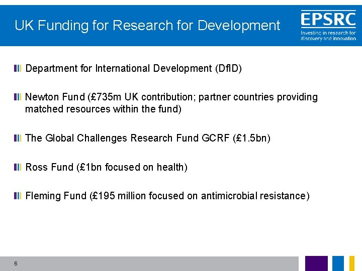  UK Funding for Research for Development Department for International Development (Df. ID) Newton