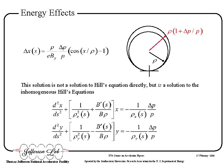 Energy Effects This solution is not a solution to Hill’s equation directly, but is