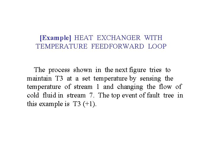 [Example] HEAT EXCHANGER WITH TEMPERATURE FEEDFORWARD LOOP The process shown in the next figure