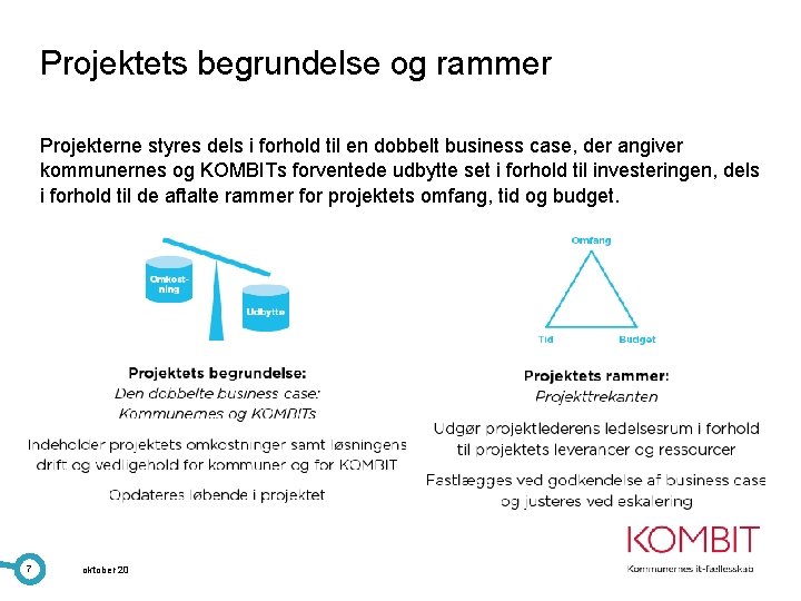 Projektets begrundelse og rammer Projekterne styres dels i forhold til en dobbelt business case,