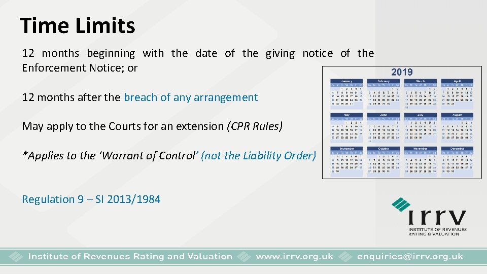 Time Limits 12 months beginning with the date of the giving notice of the