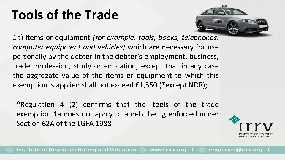 Tools of the Trade 1 a) items or equipment (for example, tools, books, telephones,
