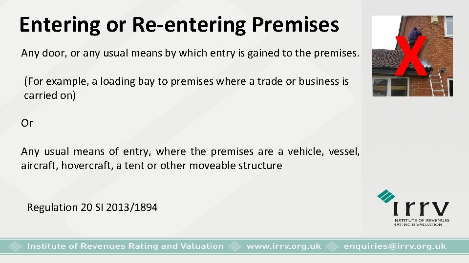 Entering or Re-entering Premises Any door, or any usual means by which entry is