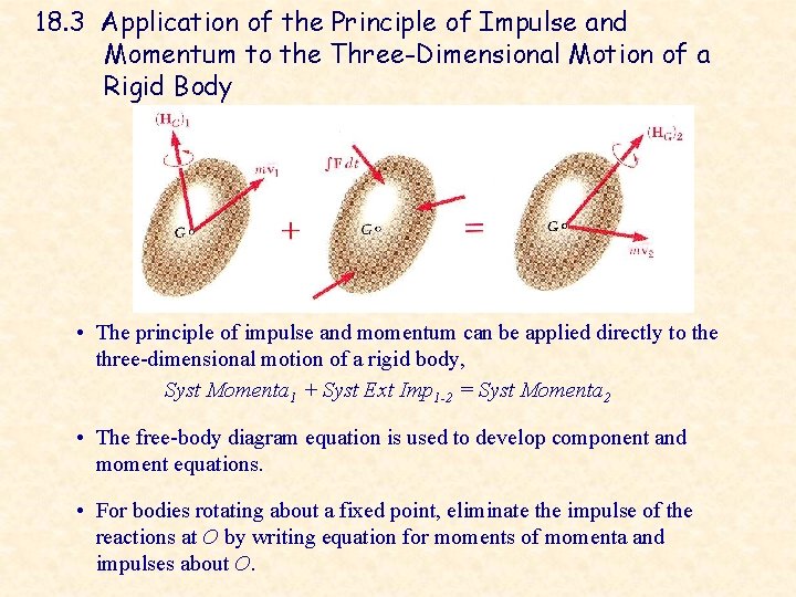 18. 3 Application of the Principle of Impulse and Momentum to the Three-Dimensional Motion