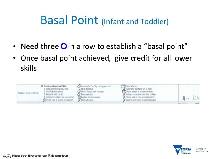 Basal Point (Infant and Toddler) • Need three in a row to establish a