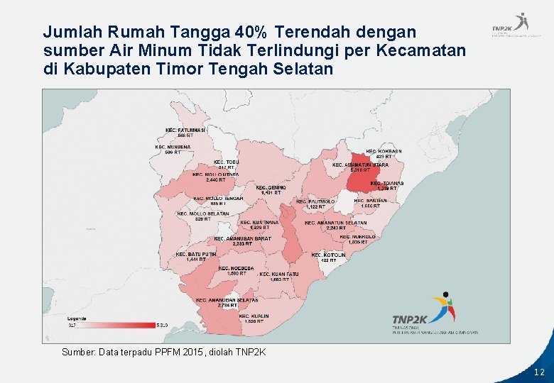 Jumlah Rumah Tangga 40% Terendah dengan sumber Air Minum Tidak Terlindungi per Kecamatan di