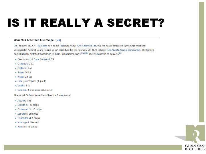IS IT REALLY A SECRET? 