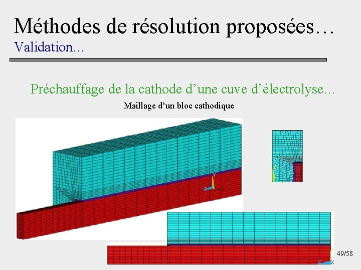 Méthodes de résolution proposées… Validation… Préchauffage de la cathode d’une cuve d’électrolyse… Maillage d’un