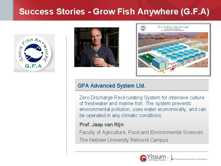 Success Stories - Grow Fish Anywhere (G. F. A) GFA Advanced System Ltd. Zero