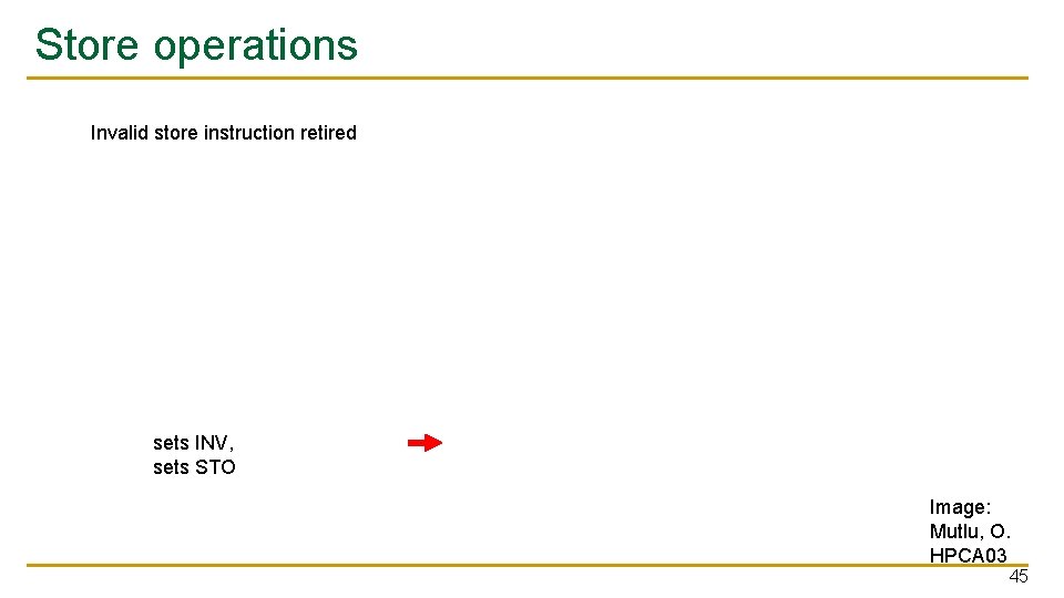 Store operations Invalid store instruction retired sets INV, sets STO Image: Mutlu, O. HPCA
