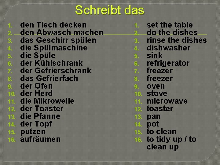 Schreibt das 1. 2. 3. 4. 5. 6. 7. 8. 9. 10. 11. 12.
