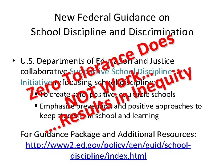 New Federal Guidance on School Discipline and Discrimination s e o D • U.