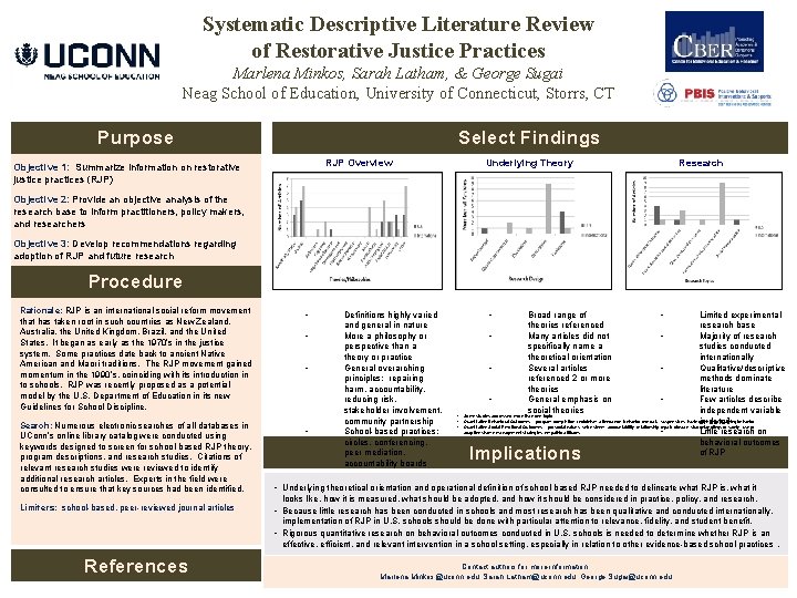 Systematic Descriptive Literature Review of Restorative Justice Practices Marlena Minkos, Sarah Latham, & George