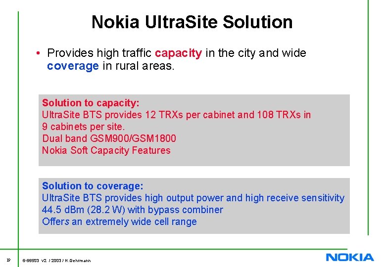 Nokia Ultra. Site Solution • Provides high traffic capacity in the city and wide