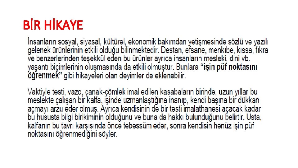 BİR HİKAYE 