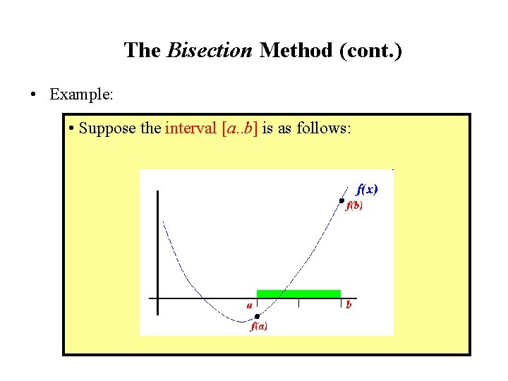 The Bisection Method (cont. ) • Example: • Suppose the interval [a. . b]