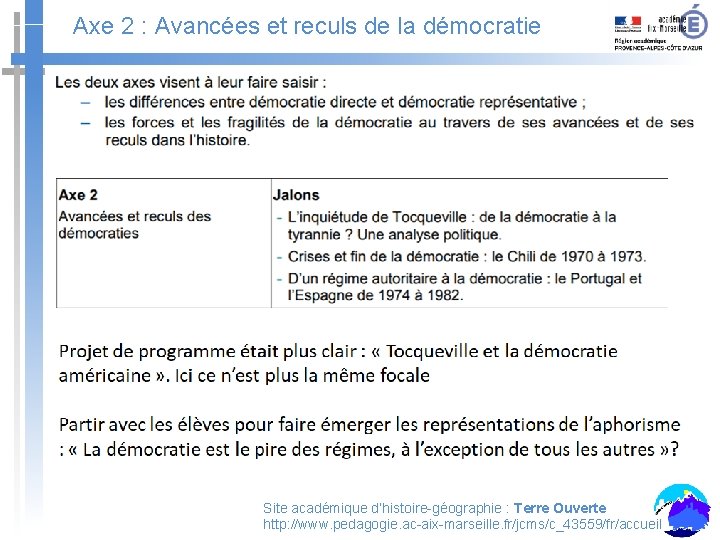 Axe 2 : Avancées et reculs de la démocratie Site académique d’histoire-géographie : Terre