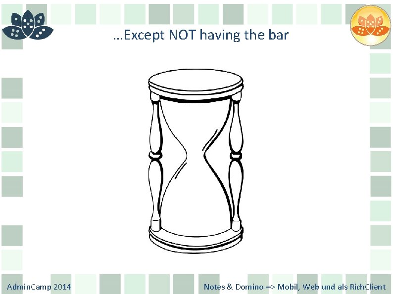 …Except NOT having the bar Admin. Camp 2014 Notes & Domino –> Mobil, Web