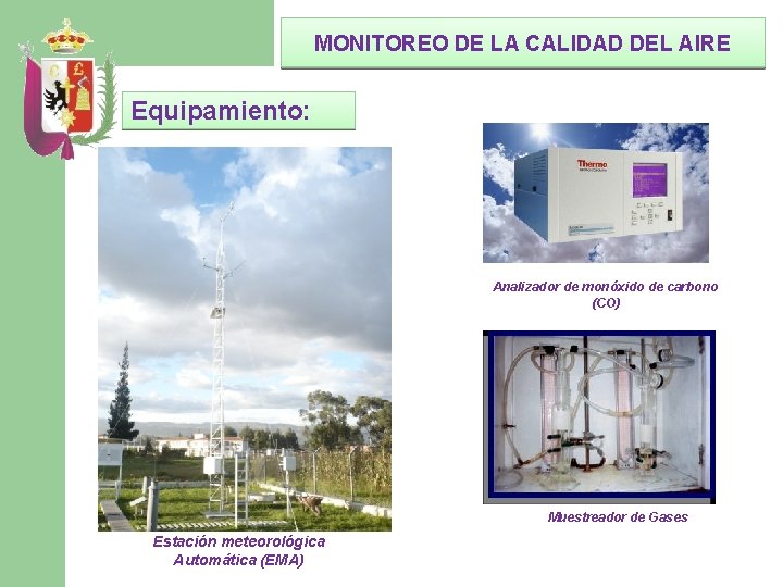 MONITOREO DE LA CALIDAD DEL AIRE Equipamiento: Analizador de monóxido de carbono (CO) Muestreador