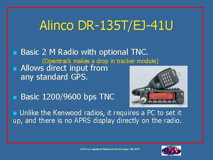 Alinco DR-135 T/EJ-41 U n Basic 2 M Radio with optional TNC. (Opentrack makes