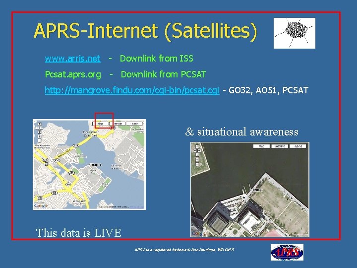 APRS-Internet (Satellites) Google for “USNA Buoy” Select USNA-1 www. arris. net - Downlink from