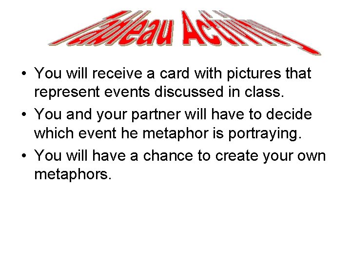  • You will receive a card with pictures that represent events discussed in
