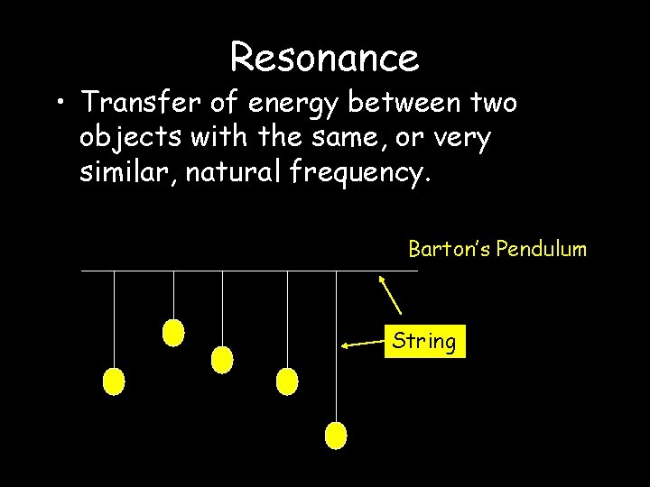 Resonance • Transfer of energy between two objects with the same, or very similar,